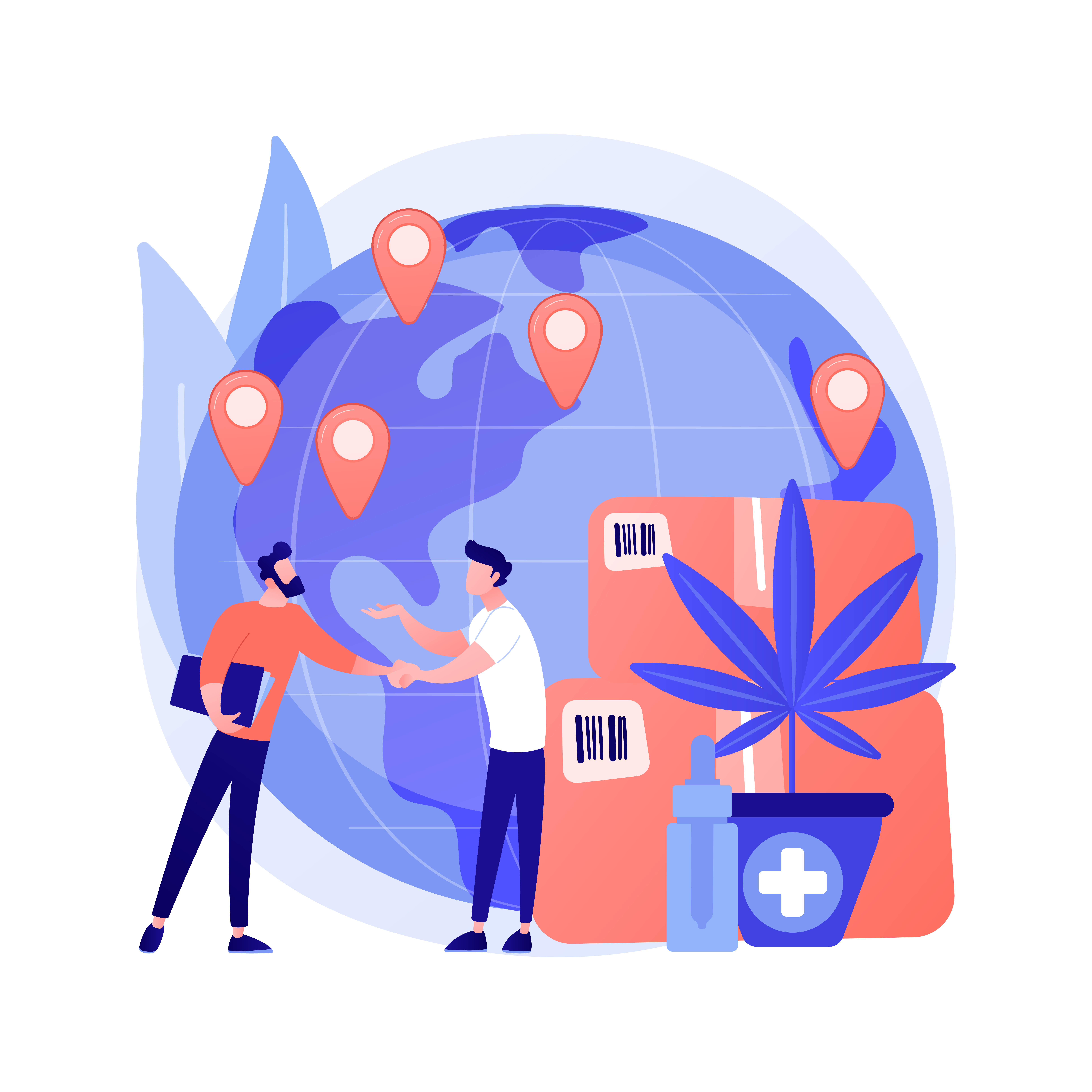 distribution of hemp products abstract concept vector illustration.